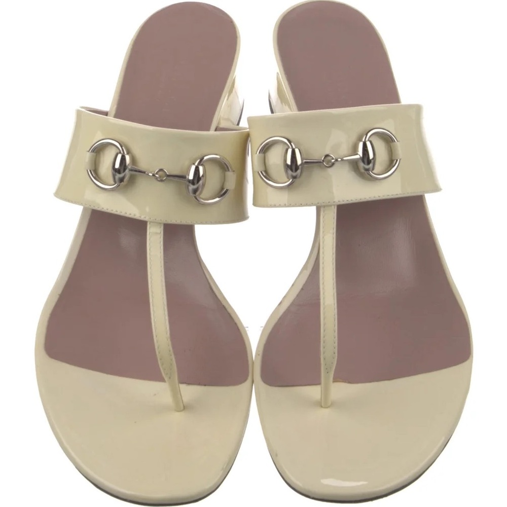 Gucci Horsebit Accent Patent Leather Slides